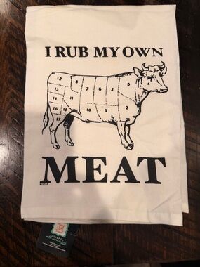 I Rub My Own Meat Cotton Kitchen Towel - White